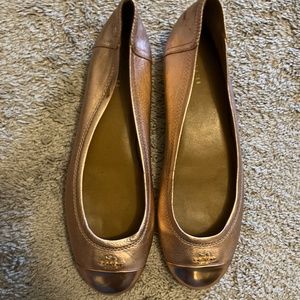 Rose Gold Coach Chelsea Leather Flats - Size 9.5